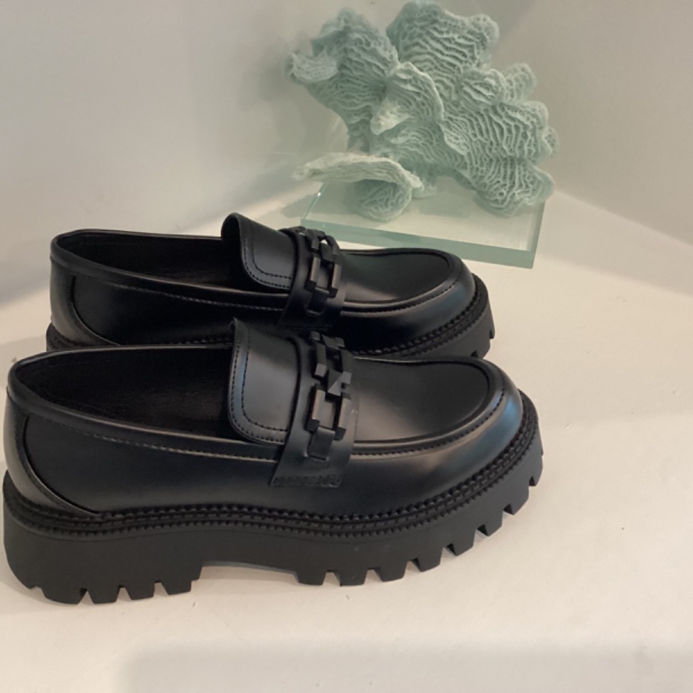 Steve Madden Women's Loafer Chunky Platform Black Leather All Sizes - Picture 12 of 12